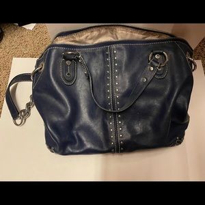 Michael Kors Bag Uptown Astor Studded Blue Leather Tote